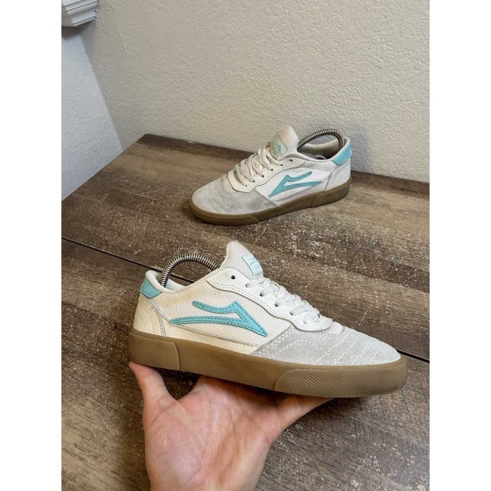 Lakai Footwear Cambridge White Teal Suede Skate Shoes Sneakers Size 6M 7.5W